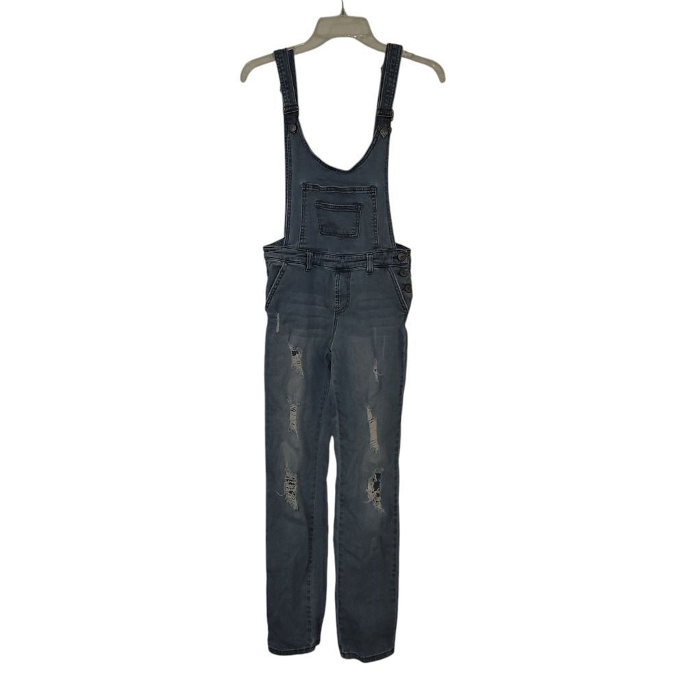 I AND M OVERALLS Distressed Denim Overalls